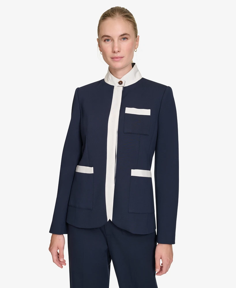 Tommy Hilfiger Women's Contrast Stand-Collar Blazer