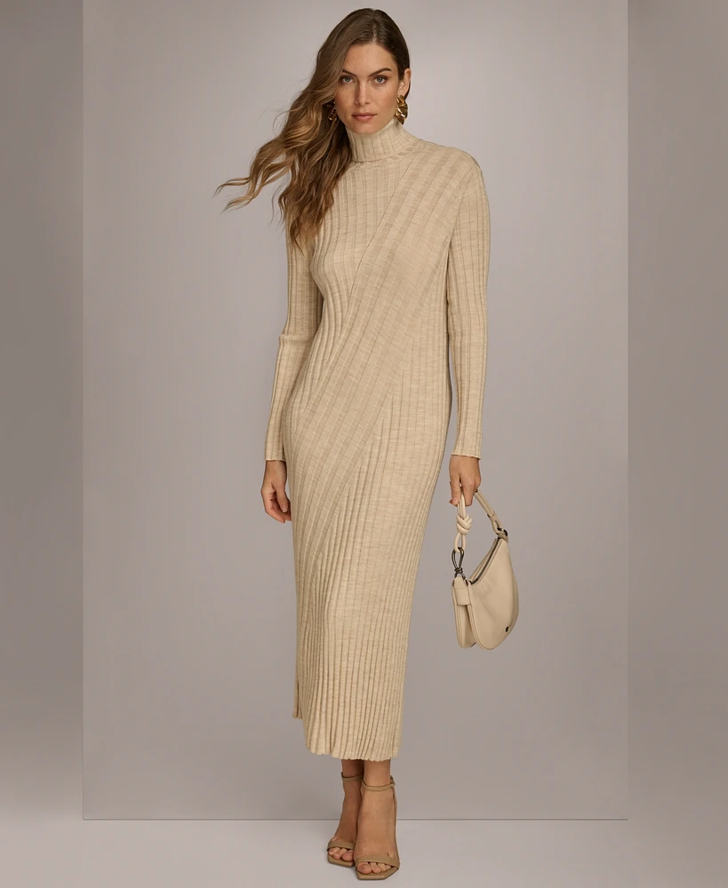 Donna Karan New York Women's Rib Knit Turtleneck Sweater Dress