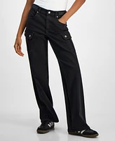 Dollhouse Juniors' High-Rise Wide-Leg Cargo Jeans