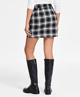 Dkny Jeans Women's Plaid Zip-Front Mini Skirt