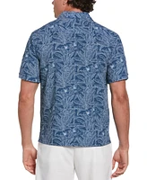 Cubavera Men's Short Sleeve Button-Front Seersucker Leaf Print Camp Shirt