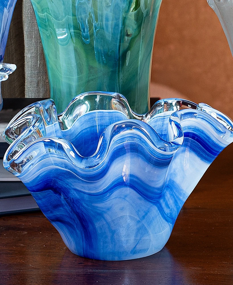 Vietri Onda Glass Cobalt Petite Ruffled Bowl