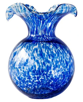 Vietri Hibiscus Glass Cobalt Tortoiseshell Fluted Vase
