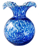 Vietri Hibiscus Glass Cobalt Tortoiseshell Fluted Vase