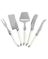 French Home 5-Piece Laguiole Cheese Knife, Fork, and Slicer Set with Faux Ivory Handles