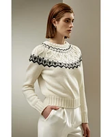 Lilysilk Women's Fair Isle Crewneck Sweater