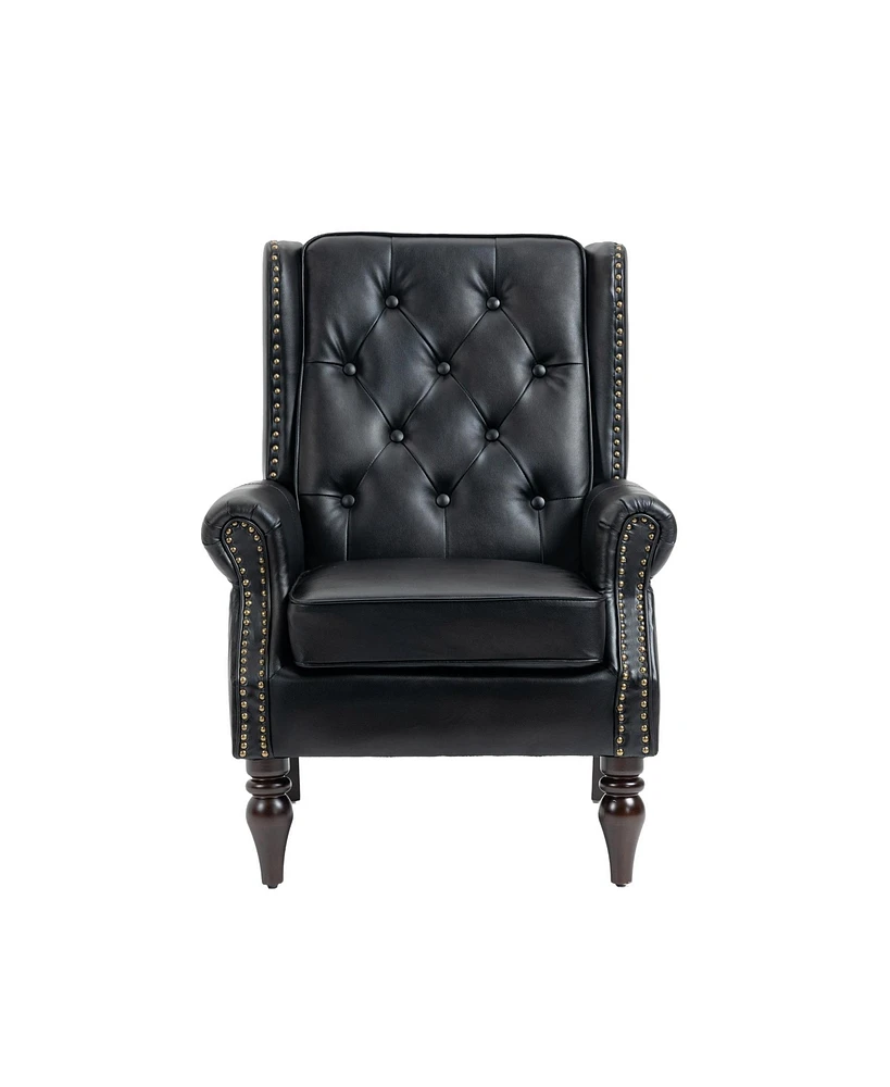 Mondawe Camel Wood Frame Armchair, Modern Accent Chair Lounge For Living Room