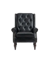 Mondawe Camel Wood Frame Armchair, Modern Accent Chair Lounge For Living Room
