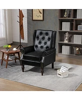 Mondawe Camel Wood Frame Armchair, Modern Accent Chair Lounge For Living Room