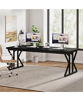 Tribesigns 78.7-Inch Executive Desk, Large Computer Office Desk Workstation, Modern Simple Style Laptop Study Writing Table Business Furniture fo