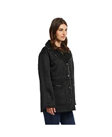 Ellen Tracy Women's Shearling Pu Binded Single Breasted Jacket