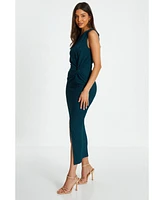 Quiz Women's Textured Round Neck Sleeveless Knot Front Maxi Dress