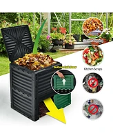 Sugift 80-Gallon Outdoor Composter with Large Openable Lid and Bottom Exit Door