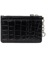 Lauren Ralph Croc-Embossed Leather Zip Card Case