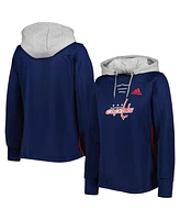 Adidas Women's Navy Washington Capitals Skate Lace Primeblue Team Pullover Hoodie