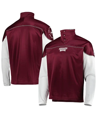 Adidas Men's Maroon Mississippi State Bulldogs Aeroready Knit Quarter-Snap Jacket