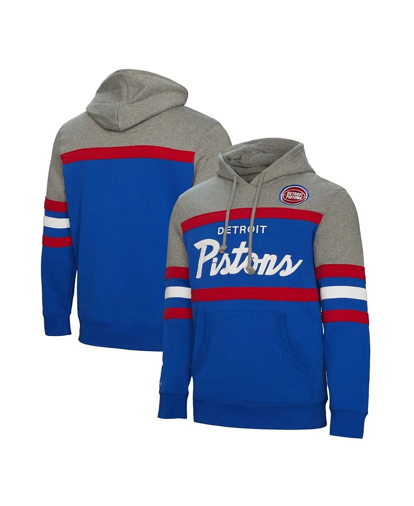 Mitchell & Ness Men's Blue Detroit Pistons Head Coach Pullover Hoodie