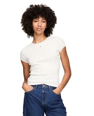 Tommy Jeans Women's Pointelle Ribbed Tee