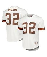 Mitchell & Ness Men's Jim Brown White Cleveland Browns Retired Player Name Number Mesh Top