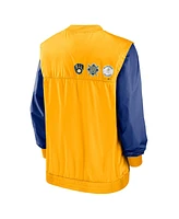 Nike Men's White/Gold Milwaukee Brewers Rewind Warmup V-Neck Pullover Jacket