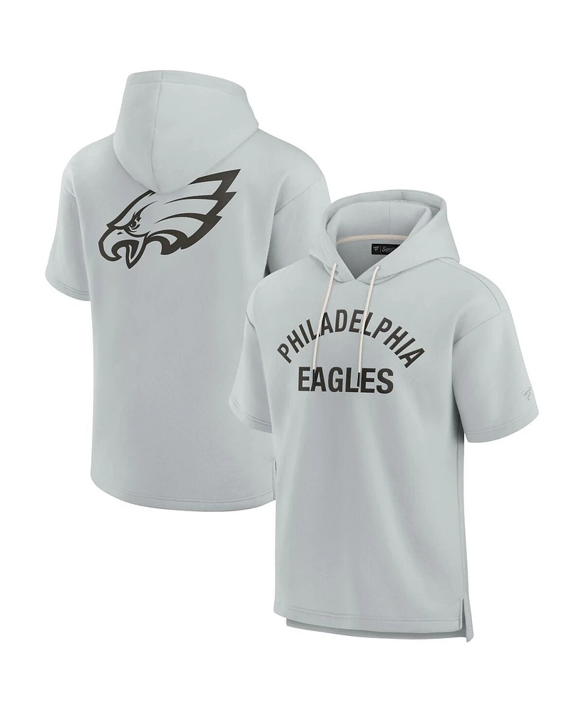 Fanatics Men's and Women's Gray Philadelphia Eagles Elements Super Soft Fleece Short Sleeve Pullover Hoodie