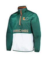 G-iii Sports by Carl Banks Men's Green Miami Hurricanes Cornerman Half-Zip Top