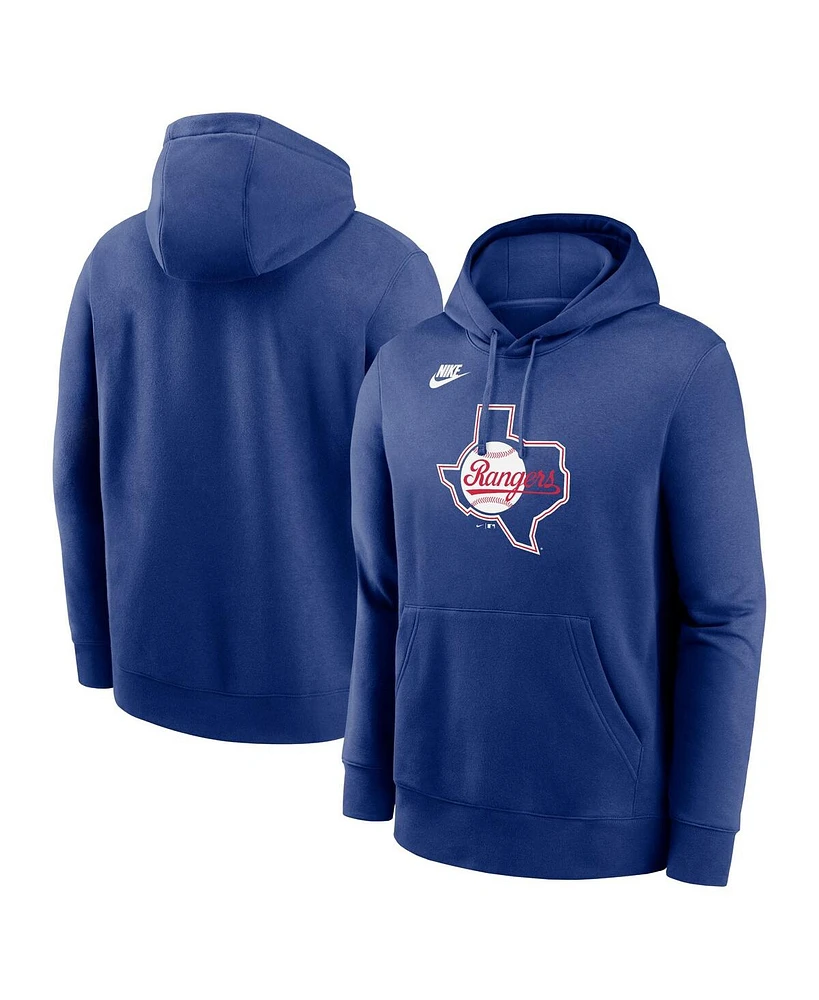 Nike Men's Royal Texas Rangers Cooperstown Collection Team Logo Fleece Pullover Hoodie