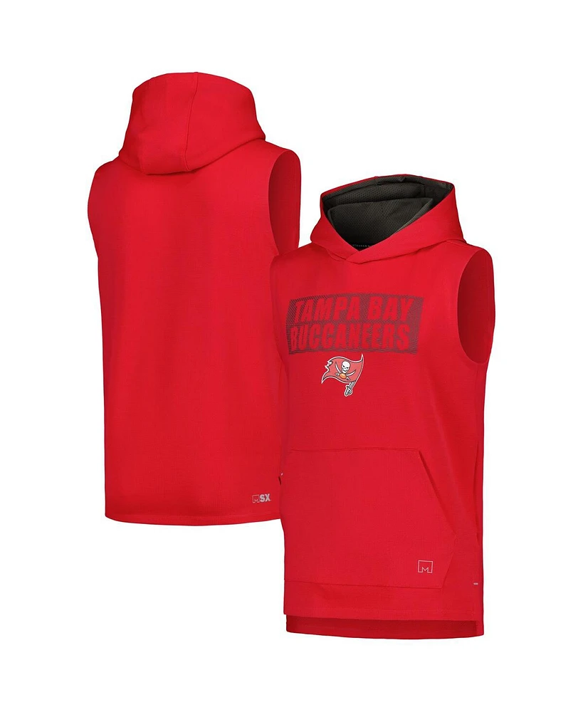 Msx by Michael Strahan Men's Red Tampa Bay Buccaneers Marathon Sleeveless Pullover Hoodie