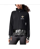 Msx by Michael Strahan Women's Black New Orleans Saints Grace Raglan Full-Zip Running Jacket