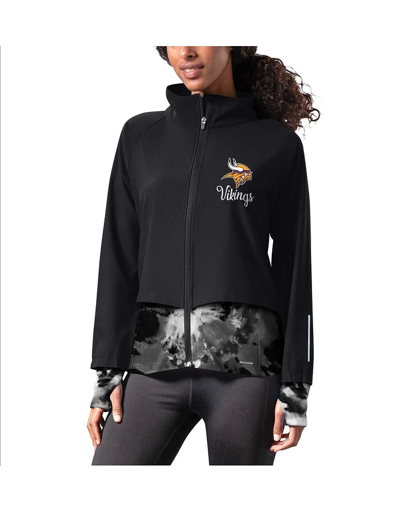 Msx by Michael Strahan Women's Black Minnesota Vikings Grace Raglan Full-Zip Running Jacket