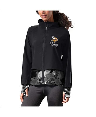 Msx by Michael Strahan Women's Black Minnesota Vikings Grace Raglan Full-Zip Running Jacket