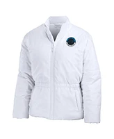 Wear by Erin Andrews Women's White Carolina Panthers Packaway Full-Zip Puffer Jacket