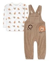 Baby Essentials Boy Lion Overall and Long Sleeve T-shirt, 2 Piece Set