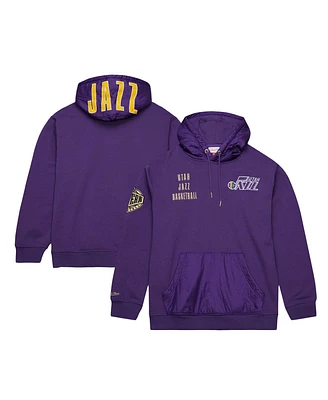 Mitchell & Ness Men's Purple Utah Jazz Team Og 2.0 Vintage Logo Fleece Pullover Hoodie