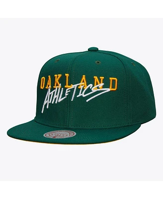 Mitchell & Ness Men's Green Oakland Athletics Team Tagged Snapback Hat