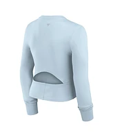 Fanatics Women's Light Blue Los Angeles Dodgers Studio Fitted Long Sleeve Gym Top