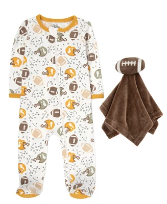 Baby Essentials Boy Football Footie with Snuggler, 2-Piece Set