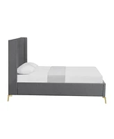 Inspired Home Keion Linen Platform Bed King Size