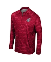 Colosseum Men's Crimson Washington State Cougars Carson Raglan Quarter-Zip Jacket