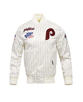 Pro Standard Men's Cream Philadelphia Phillies Cooperstown Collection Pinstripe Retro Classic Satin Full-Snap Jacket