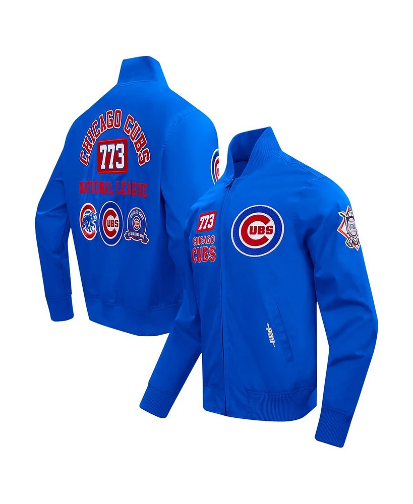 Pro Standard Men's Royal Chicago Cubs Area Code Twill Full-Zip Jacket