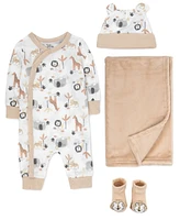 Baby Essentials Boy Safari Coverall, 4-Piece Set