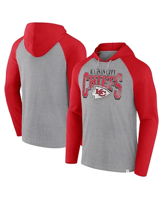 Fanatics Men's Gray/Red Kansas City Chiefs Under Center Long Sleeve Hoodie T-Shirt