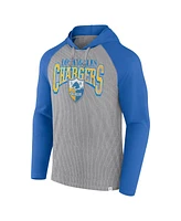 Fanatics Men's Gray/Powder Blue Los Angeles Chargers Under Center Long Sleeve Hoodie T-Shirt