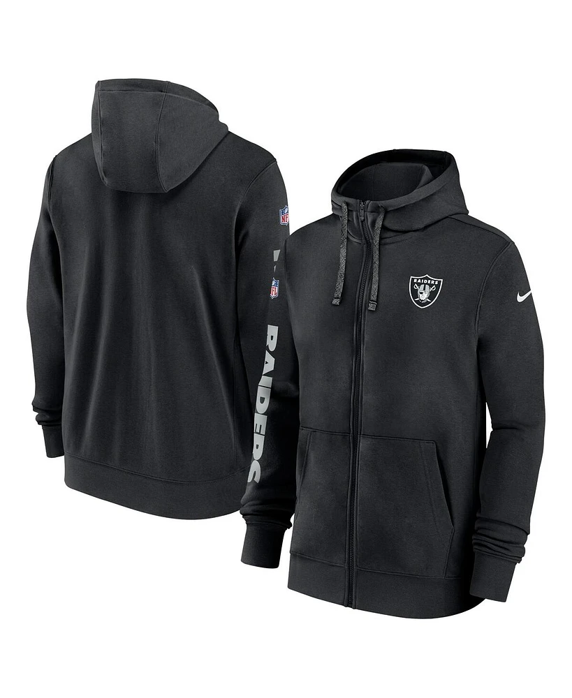 Nike Men's Las Vegas Raiders 2024 Sideline Club Full-Zip Hoodie