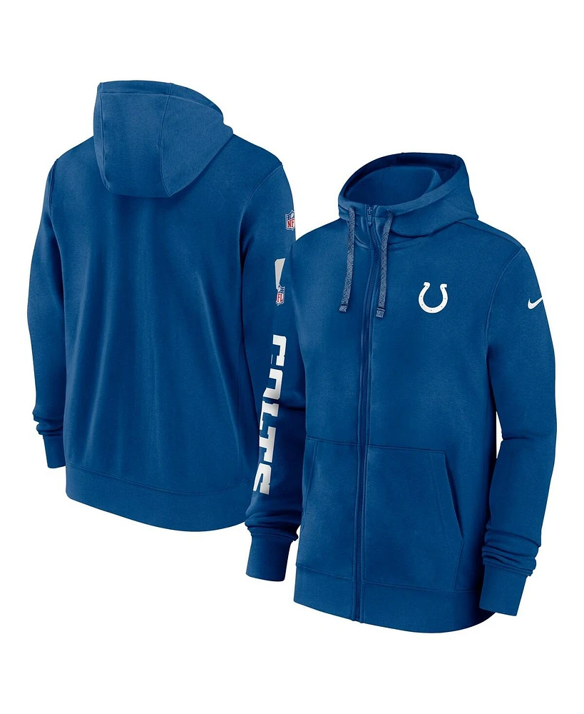 Nike Men's Royal Indianapolis Colts 2024 Sideline Club Full-Zip Hoodie