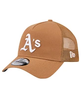 New Era Men's Brown Oakland Athletics A-Frame Trucker 9FORTY Adjustable Hat