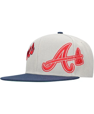 Mitchell & Ness Men's Gray/Navy Atlanta Braves Knock Out Panel Snapback Hat