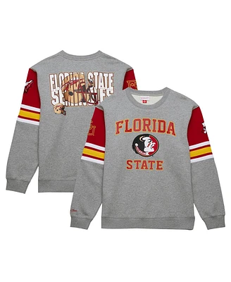 Mitchell & Ness Men's Heather Gray Florida State Seminoles Throwback Allover 4.0 Pullover Sweatshirt