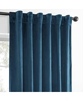 Half Price Drapes Dark Blue Simply Velvet Room Darkening Curtain Pair (2 Panels